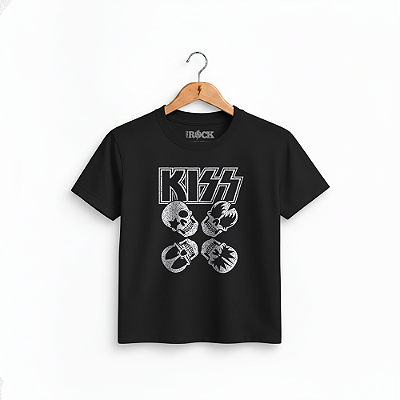 Camiseta Infantil Kiss Caveiras - Preta