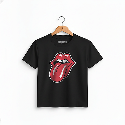 Camiseta Infantil Rolling Stones Logo - Preta
