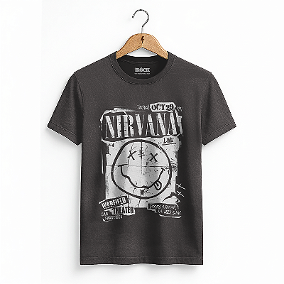 Camiseta Estonada Nirvana Smile Poster Preta