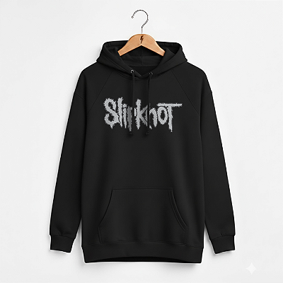 Moletom Canguru Feminino Slipknot Escrita Preto
