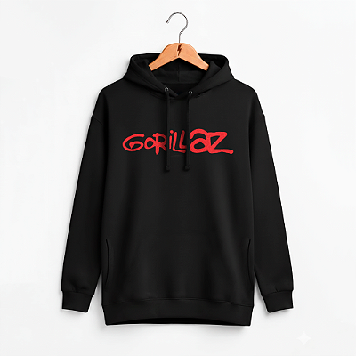 Moletom Canguru Feminino Gorillaz Preto