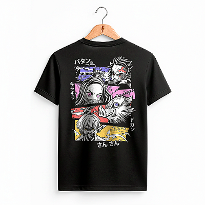 Camiseta Demon Slayer Personagens - Preta