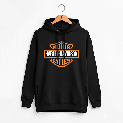 Moletom Canguru Harley Davidson Logo - Preto