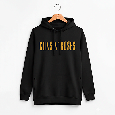 Moletom Canguru Guns N Roses Escrita - Preto