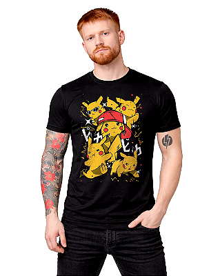 Camiseta Pokemon Pikachu - Preta