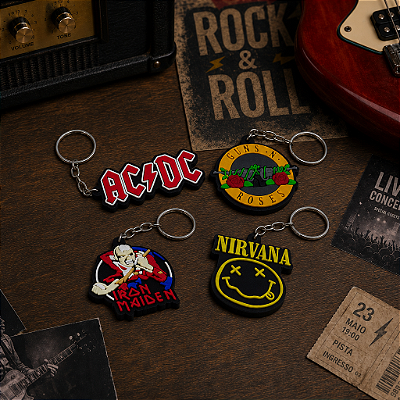 Kit 10 Chaveiros de Bandas Sortidos