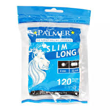 Filtro Palmer, slim long (6mm diâmetro e 22mm de comprimento. Pacote com 120 unidades.