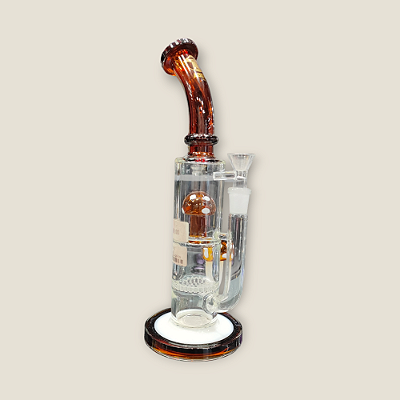 Bong de Vidro Abduzido Gold Line Grande Mushroom Ambar