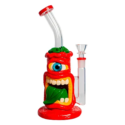 Bong de Vidro Abduzido Gold Line Médio Monster Tongue Vermelho