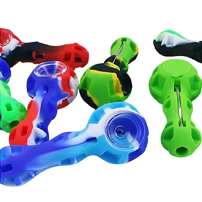 Pipe De Silicone Hexagonal Bowl De Vidro - Com Espátula E Slick