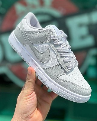 Tênis Nike Dunk Low Cinza-Branco Premium