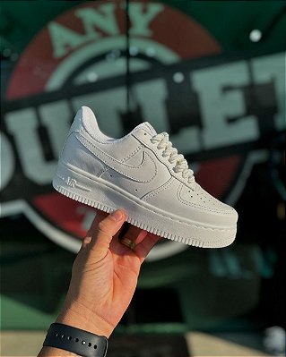 Tênis Nike Air Force 1 Branco Couro Cadarço Grosso Prem
