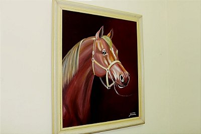 Pintura De Cavalo Em Óleo Sobre Tela, Tamanho 50/60cm
