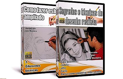 KIT COM 2 CURSOS EM DVD. COMO FAZER ESBOÇO AMPLIADO E SEGREDOS E TÉCNICAS DO DESENHO REALISTA.