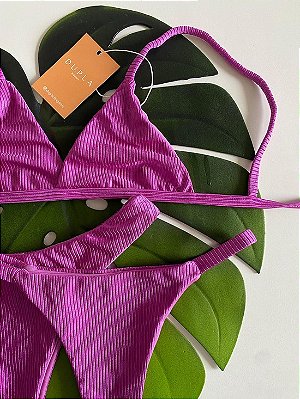 Biquini Rosa Gaia canelado - Top Fixo