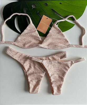 Biquini Lurex Rosê - Top Fixo