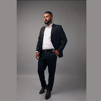 Terno/Costume Slim Fit Gabardine - Preto