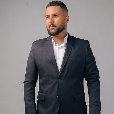 Terno/Costume Slim Fit Microfibra - Preto Com Marca D'água