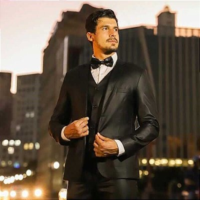 Terno/Costume Slim Fit Poliviscose - Preto Acetinado