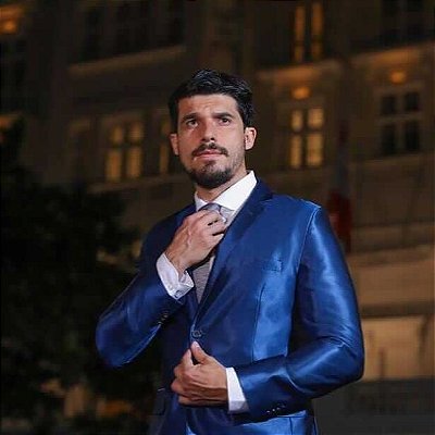 Terno Slim Fit Poliviscose Masculino Acetinado- Azul