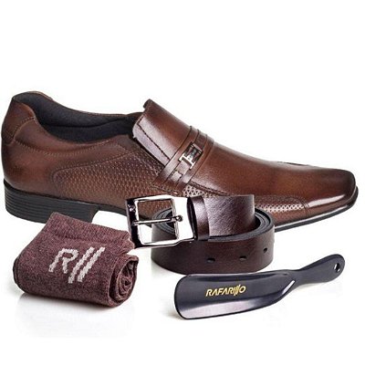 Sapato Social Rafarillo Kit 4 em 1 34064-102T Mogno-Mogno