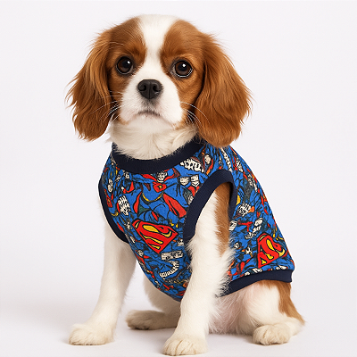 Roupa Pet Camiseta Cachorro PP ao EXG - Superman