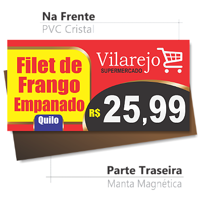 Placa de Preço Magnética 20x10cm - Layout Personalizado