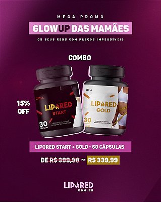 COMBO LIPORED START 30cp + GOLD 30cp - 60 Cápsulas totais