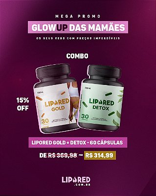 COMBO LIPORED GOLD 30cp + DETOX 30cp - 60 Cápsulas totais