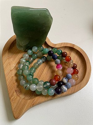 Pulseira 7 chakras Ágata Verde 8mm 🌈