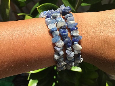 Pulseira Cascalho Quartzo Azul