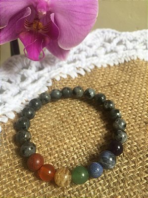 Pulseira 7 chakra em Labradorita  8mm 🌈