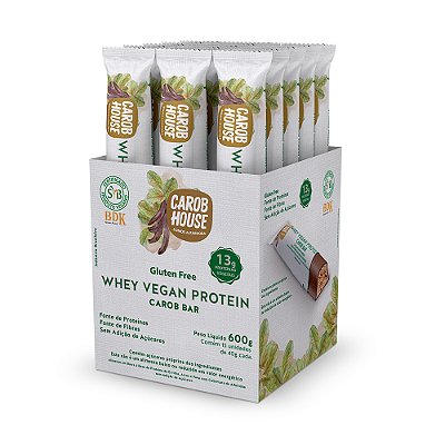 WHEY VEGAN PROTEIN CAROB BAR 40G - DISPLAY C/15 UNIDADES