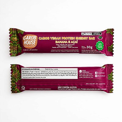 CAROB VEGAN PROTEIN ENERGY BAR BANANA E AÇAÍ