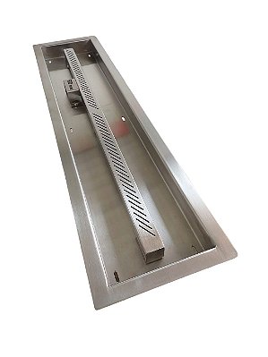 LAREIRA A GÁS INTERNA 100CM AÇO INOX 304 ESCOVADA