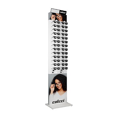 Expositor de chão com trava para 26 óculos ME302 personalizado