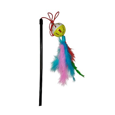 Varinha Gato Bolinha Plumas E Guizo