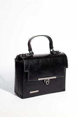 Bolsa Tássia em Couro Preto