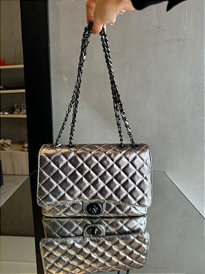 Bolsa Cléo em Couro Prata Velho