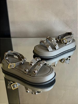 Sandália Flatform Laura Cinza