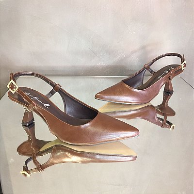 Scarpin Slingback Carolina Marrom