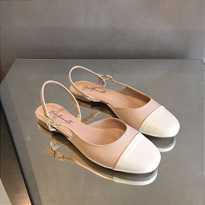 Sapatilha Slingback em Couro Antonella Nude