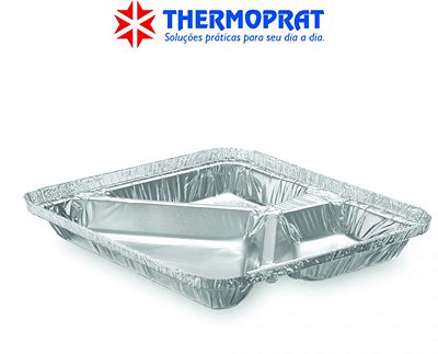 Marmita Bandeja 3 divisões de Alumínio Thermoprat 950ml fechamento manual