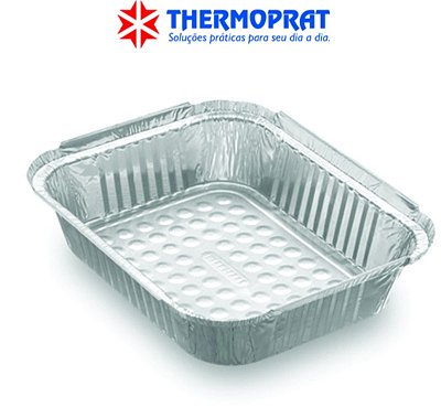 Marmita Bandeja Retangular de Alumínio Thermoprat 1150ml fechamento manual