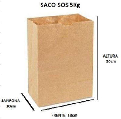 Saco delivery Kraft natural tipo SOS - 5kg - 200un