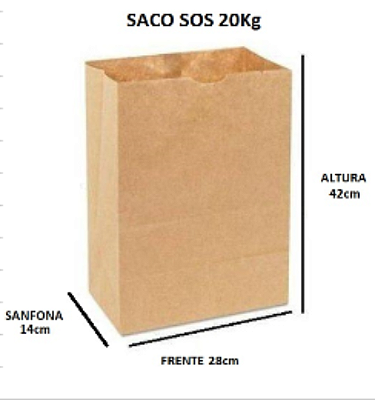Saco delivery Kraft natural tipo SOS - 20kg - 200un