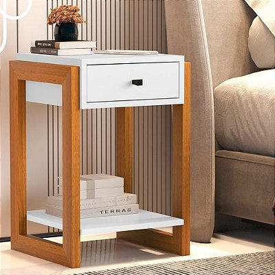 Mesa de Cabeceira 1 Gaveta 1661 Branco Brilho