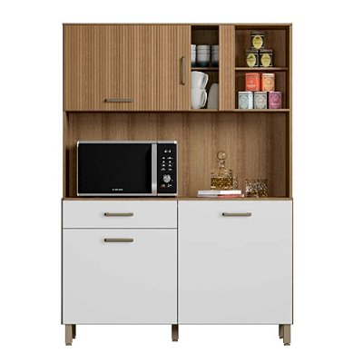 Kit Cozinha Viena Plus 1200 Branco Ripado
