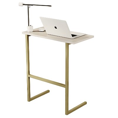 Mesa P/Notebook Thor MDP Pés Ferro Pérola / Dourado
