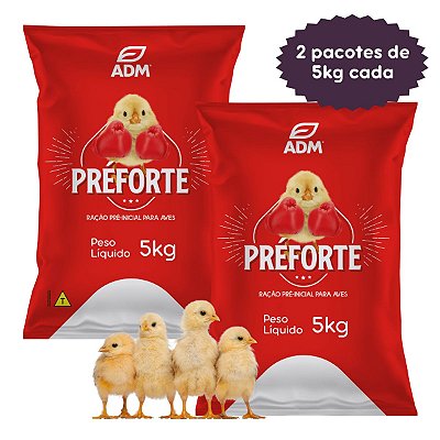 Kit 2 un PRÉFORTE Ração Pré Inicial Para Aves 10kg